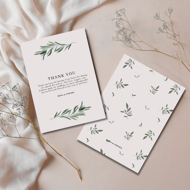 Modern botanisk bröllop tack kort (Skapare uppladdad)