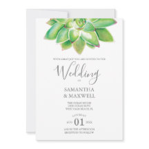 Modern botanisk bröllopsinbjudan Succulent