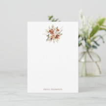 Modern botanisk burgundy Bouquet-stationeri