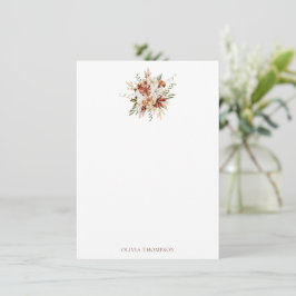 Modern botanisk burgundy Bouquet-stationeri Anteckningskort