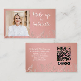 Modern Botanisk Dammig Rosa Boho Foto QR-kod Visitkort