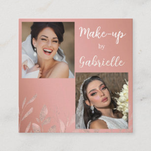 Modern Botanisk Dammros Boho Foto Script Fyrkantigt Visitkort