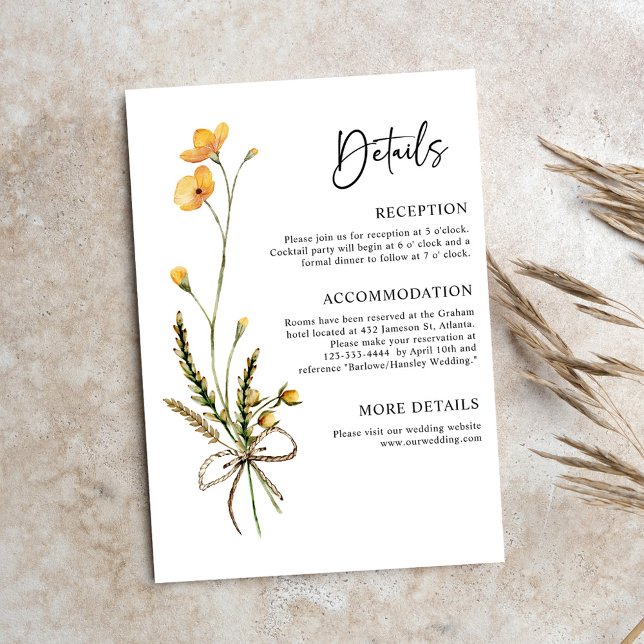 Modern, botanisk Elegant, minimalistisk Bröllop Tilläggskort (Modern Rustic Botanical Elegant Minimalist Wedding Enclosure Card)