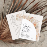 Modern botanisk elegant pampas-gräs meddelande vykort<br><div class="desc">Modern lada farmhouse rustik botanik bohemian Natural Terracotta pampas Gräs snyggt bröllop spara datum inbjudan.</div>