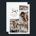 Modern botanisk elegant svart vit snyggt helgrå julkort<br><div class="desc">Den svarta moderna eleganten,  rustik vattenfärg,  beige naturbeige Skandinavian contemporary mutade färg beige,  svart och vit 5 multifoto-helgdag-julkort.</div>