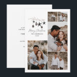 Modern botanisk elegant svart vit stilren högtid julkort<br><div class="desc">Svart modern elegant rustik akvarell beige naturlig skandinavisk samtida dämpade färger beige,  svart och vit 5 multi foto högtid julkort.</div>