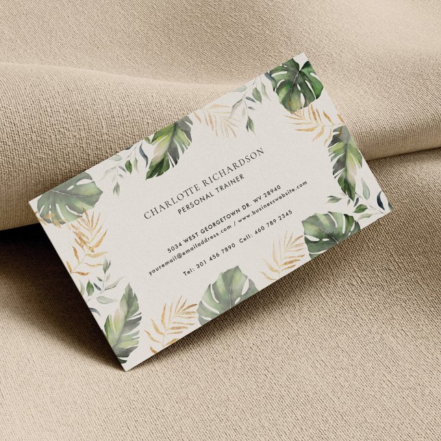 Modern botanisk Elegant Visitkort (Tropical Minimalist Custom Business Card)