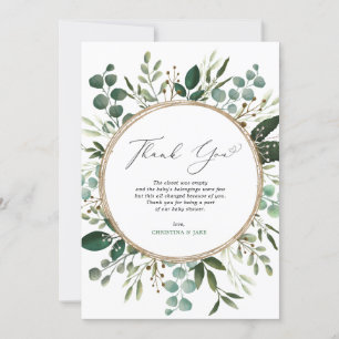 Modern botanisk eukalyptus Greenery Baby Shower Tack Kort
