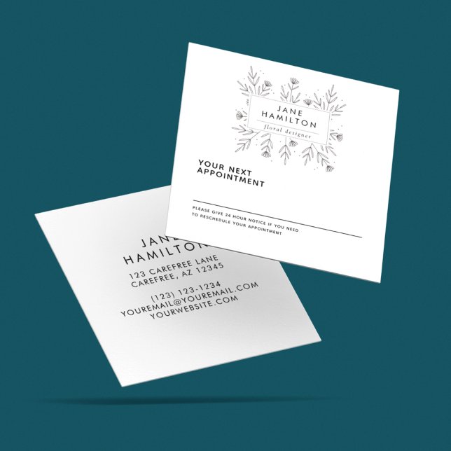 Modern botanisk florist tidsbeställning kort (Skapare uppladdad)