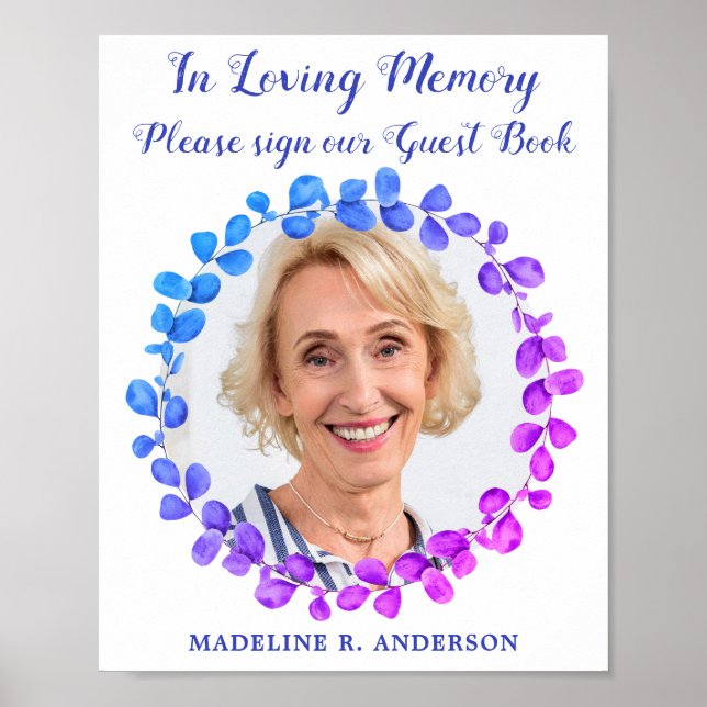 Modern Botanisk Foto Minnesbok Begravning Poster (Framsidan)