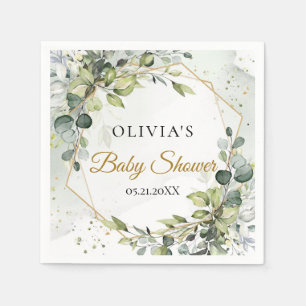 Modern botanisk greenery löv guld Babydusch Pappersservett