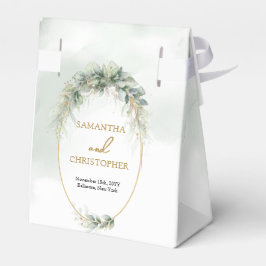 Modern botanisk greenery löv guld oval presentaskar