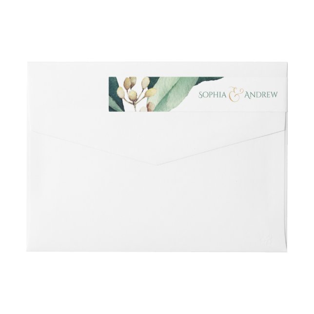 Modern botanisk greenery rustic bröllop monogram etikettband (Baksidan)