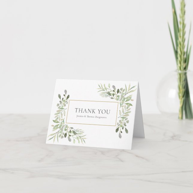 Modern Botanisk Grönska Bröllop Tacksamhetskort Tack Kort (Framsida)