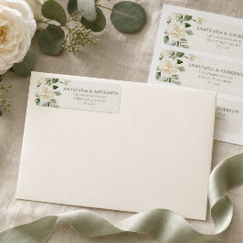 Modern Botanisk Grönska Bröllops Returadress  Etikett