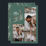 Modern botanisk grönt för flerfotosage-elegant julkort<br><div class="desc">Sage grönt modern multifoto-elegant Rustik vattenfärg torkad botanisk blommigt muterad färg helgdag julkort.</div>