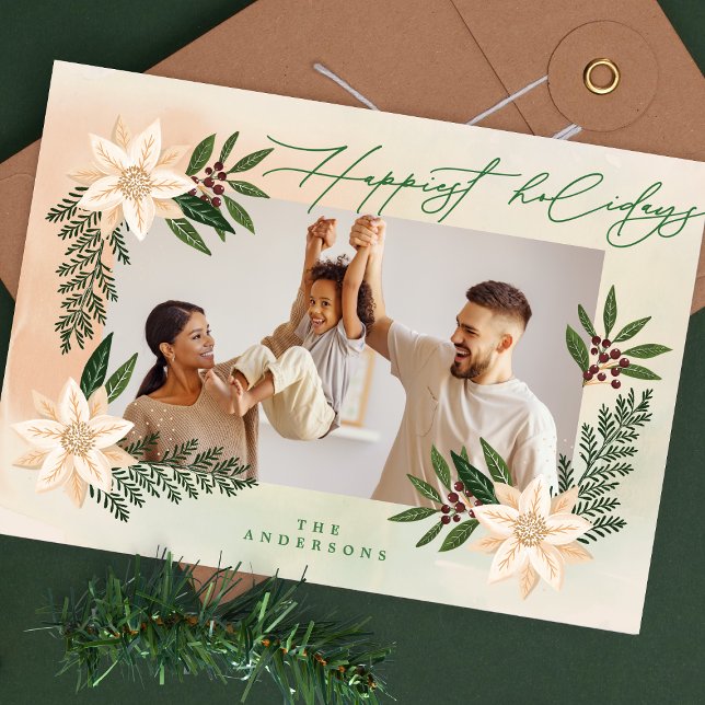 Modern botanisk julfoto julkort (Skapare uppladdad)