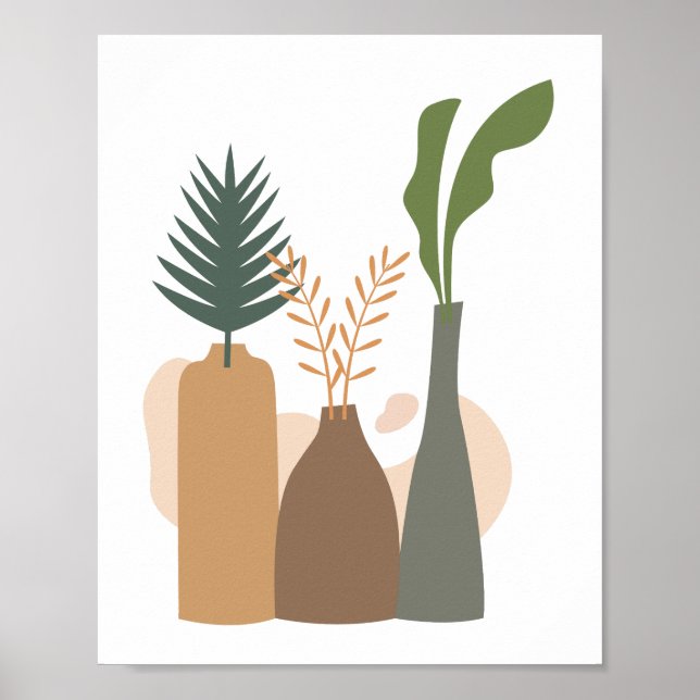 Modern botanisk konst med minimalistisk abstrakt poster (Framsidan)