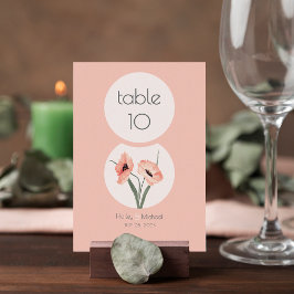 Modern botanisk koral Bröllop Bordsnummer