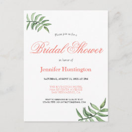 Modern botanisk koral Inbjudningskort för möhippan