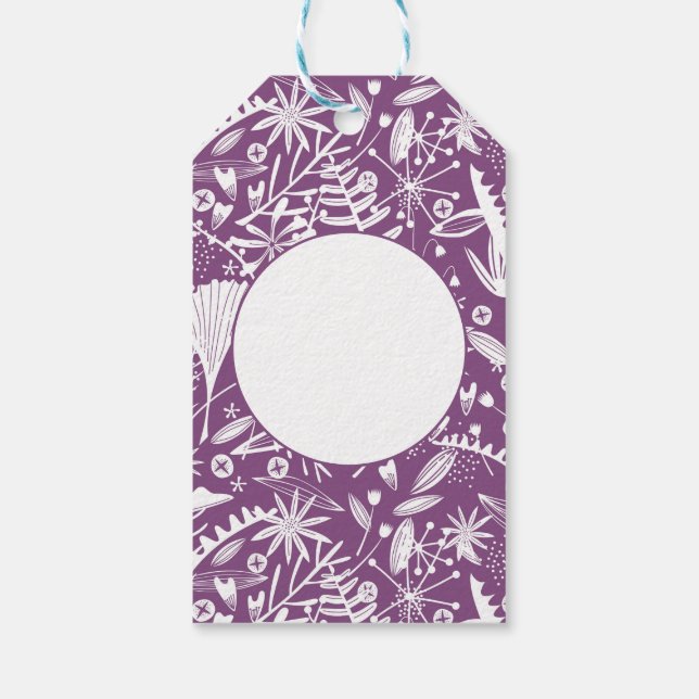 Modern botanisk Lila Presentetikett (Baksidan)