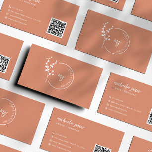 Modern Botanisk Logotyp Elegant Skrift QR-kod Visitkort