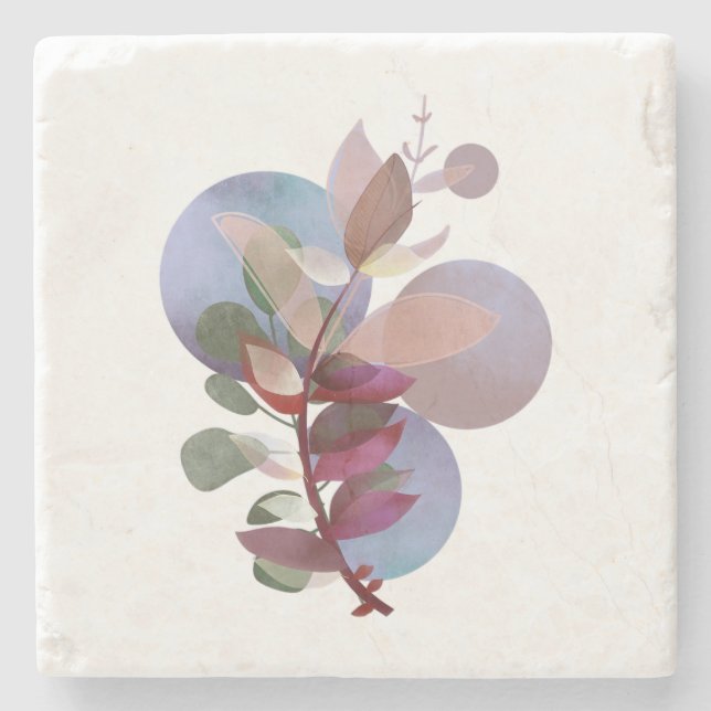 Modern Botanisk Mjuk Neutral Lyx Stenkoare Stenunderlägg (Framsidan)