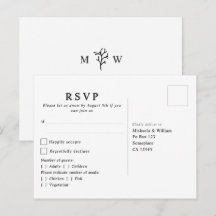 Modern Botanisk Monogram- RSVP till Bröllop