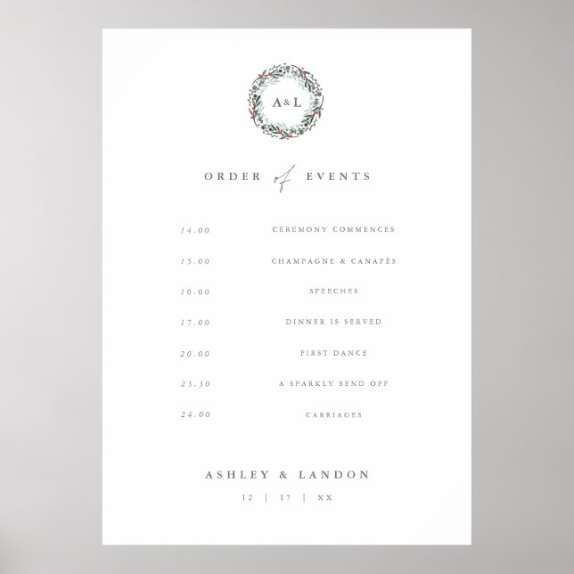 Modern botanisk monogramorder av händelsetecken poster (Framsidan)