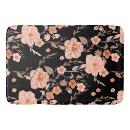 Modern botanisk mönster l Black Badrumsmatta