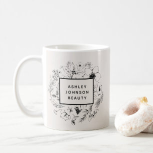 Modern botanisk  och svart, förgrenade kaffemugg
