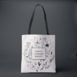 Modern botanisk  och svart, förgrenade tygkasse<br><div class="desc">En märklig tote för ditt företag! Den här designen har en vacker svart blommigt i hand plockade över en  bakgrund och har en  rektangel med svarta kanter och ditt namn och din titel eller ditt yrke. Del av en matchande uppsättning. Copyright Anastasia Designer,  alla höger förbehållna.</div>