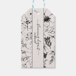 Modern botanisk och svart Märkre Presentetikett