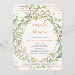 Modern botanisk | Par-dusch för koppartittar Inbjudningar