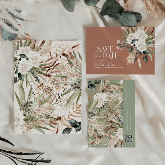 Modern botanisk (QR) kod för tuggröta (rustik) Spara Datumet (Skapare uppladdad)