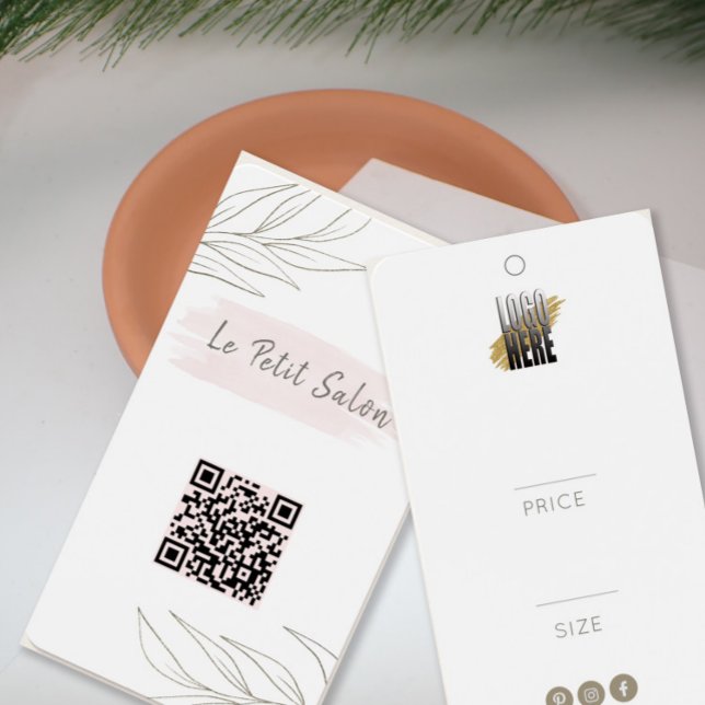 Modern Botanisk QR-kod Logotyp Kläder Prislapp Visitkort (Skapare uppladdad)