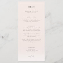 Modern Botanisk Rosa Bröllop Menu