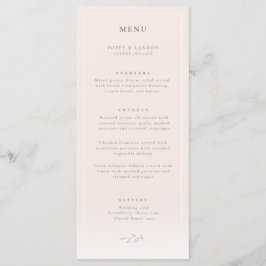 Modern Botanisk Rosa Bröllop Menu Meny