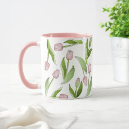 Modern botanisk rosa tulpan kaffe mugg
