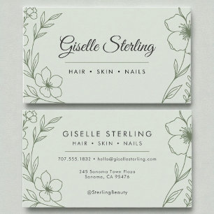 Modern botanisk säng Grönt Namn Typografi Visitkort