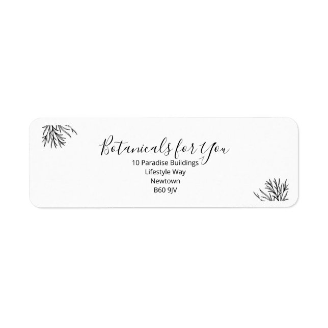 Modern Botanisk Skript Returadressetikett Returadress Etikett (Framsidan)