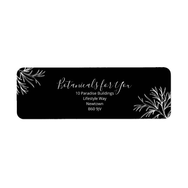 Modern Botanisk Skript Returadressetikett Returadress Etikett (Framsidan)
