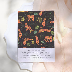 Modern botanisk tigerFödelsedagsfest Inbjudningar