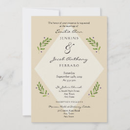 Modern botanisk traditionell bröllopsinbjudan inbjudningar