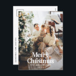 Modern botanisk typografi av elegantens vattenfärg helg vykort<br><div class="desc">Modern fullt utfallsfoto elegant Rustik vattenfärg torkad botanisk blommigt muterade färg helgdag julkort. Sage grönt,  jägare grönt,  svart,  vit och brun modern på trendfärgen.</div>