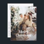 Modern botanisk typografi av elegantens vattenfärg helg vykort<br><div class="desc">Modern fullt utfallsfoto elegant Rustik vattenfärg torkad botanisk blommigt muterade färg helgdag julkort. Sage grönt,  jägare grönt,  svart,  vit och brun modern på trendfärgen.</div>