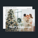 Modern botanisk typografi av elegantens vattenfärg helg vykort<br><div class="desc">Modern fullt utfallsfoto elegant Rustik vattenfärg torkad botanisk blommigt muterade färg helgdag julkort. Sage grönt,  jägare grönt,  svart,  vit och brun modern på trendfärgen.</div>