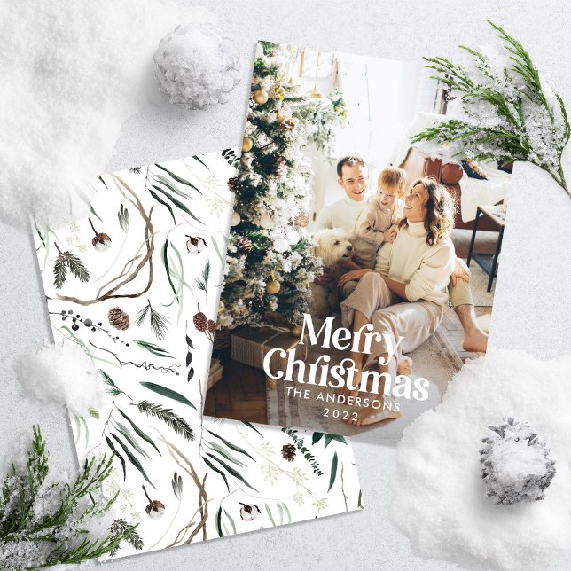 Modern botanisk typografi av elegantens vattenfärg julkort (Skapare uppladdad)