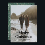 Modern botanisk typografi av gröntens vattenfärg julkort<br><div class="desc">Modern fullt utfallsfoto elegant Rustik vattenfärg torkad botanisk blommigt muterade färg helgdag julkort. Sage grönt,  jägare grönt,  svart,  vit och brun modern på trendfärgen.</div>