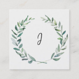 Modern botanisk vattenfärggrenkran fyrkantigt visitkort